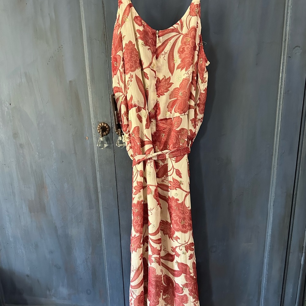 Vince Camuto Red and Cream Floral Maxi Dress